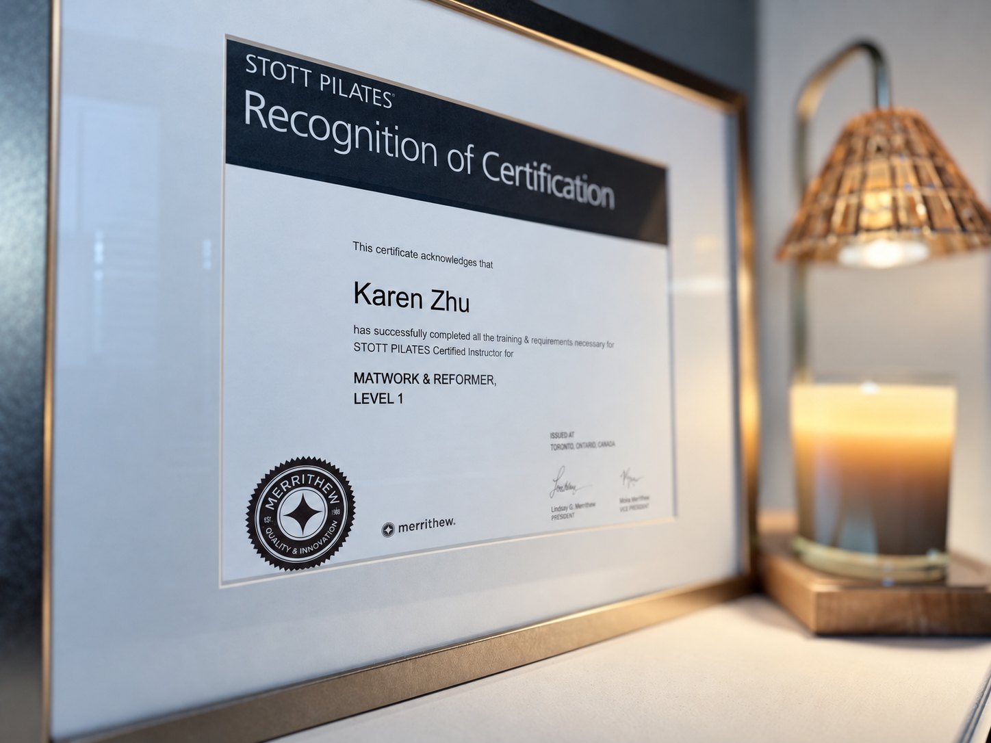 Karen Zhu's STOTT PILATES Matwork and Reformer Level 1 certification